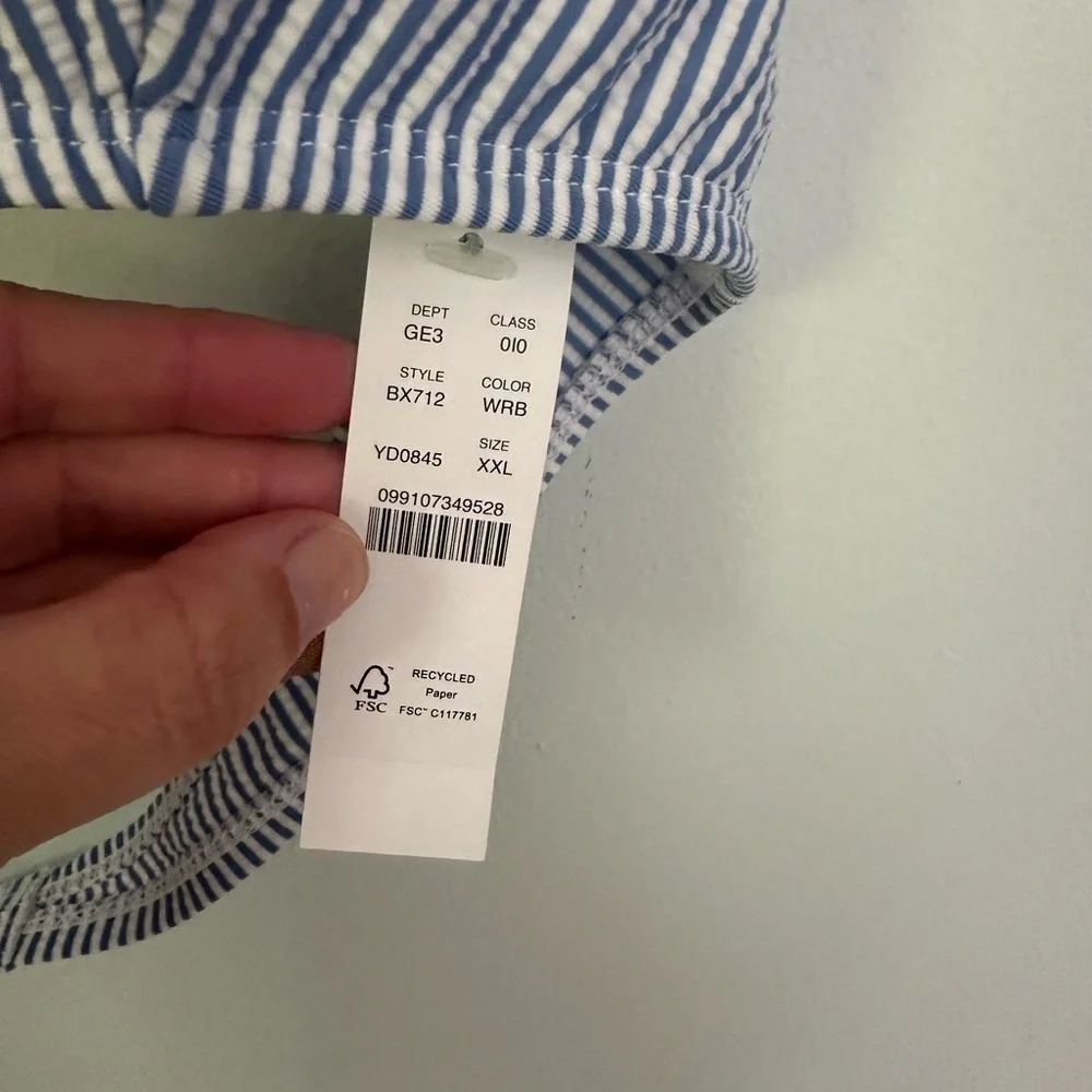 J. Crew Blue and White Striped Halter Bikini Top